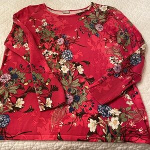 Chicos pretty pink floral sweater